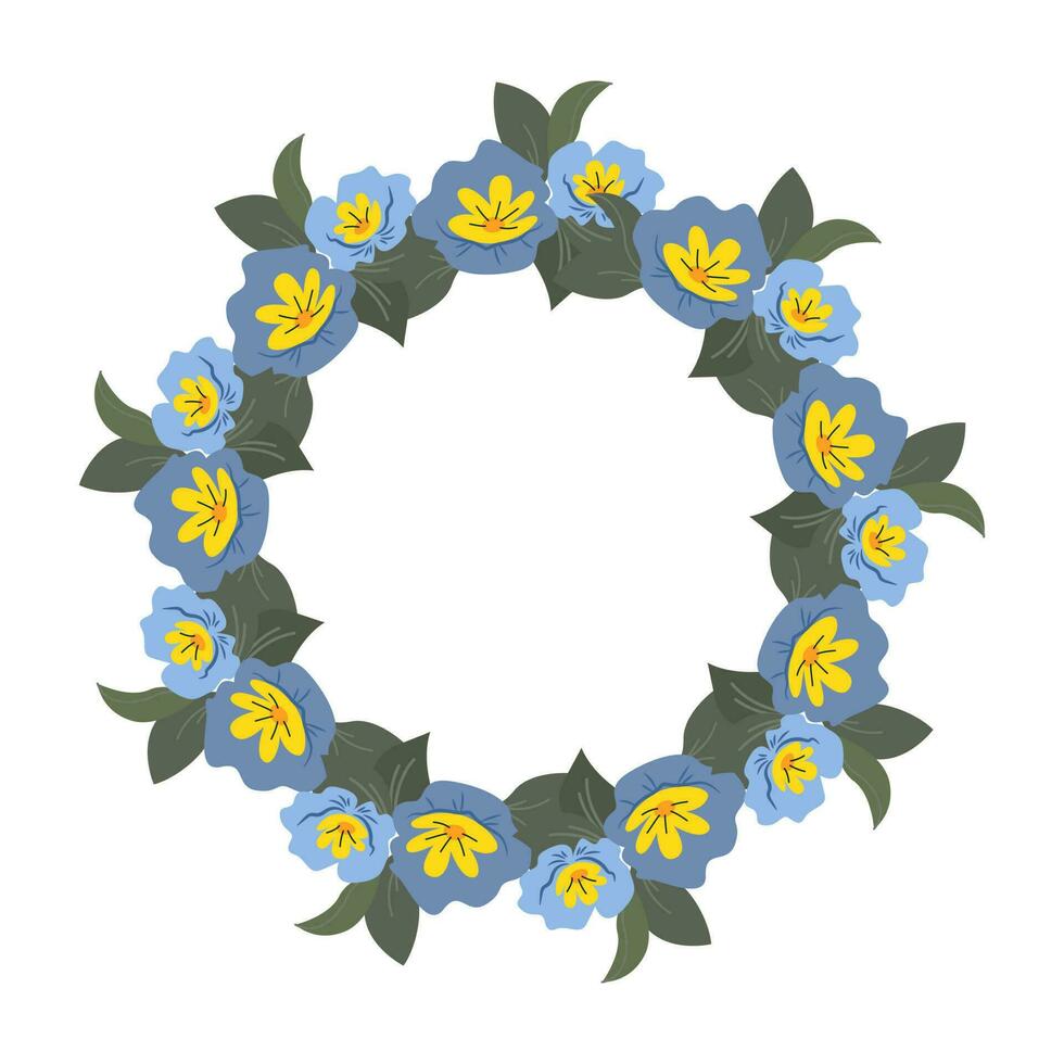 Kranz Rahmen Blumen im Gelb und Blau. Vektor Illustration von ein Isolation. ukrainisch National Farben