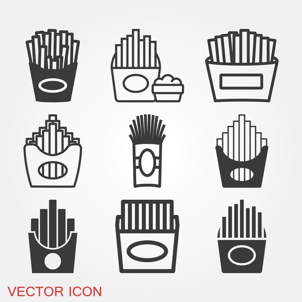 pommes frites ikoner set vektor