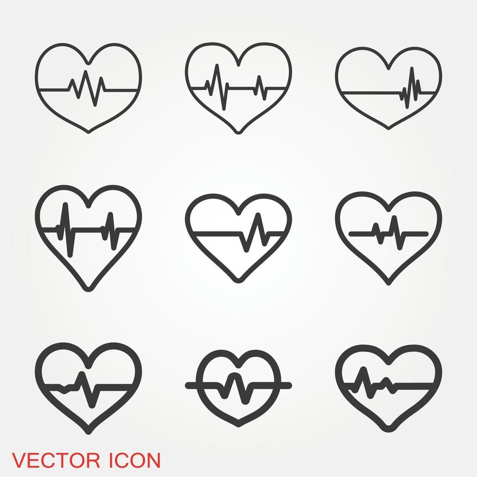 hjärtslag ikoner set vektor