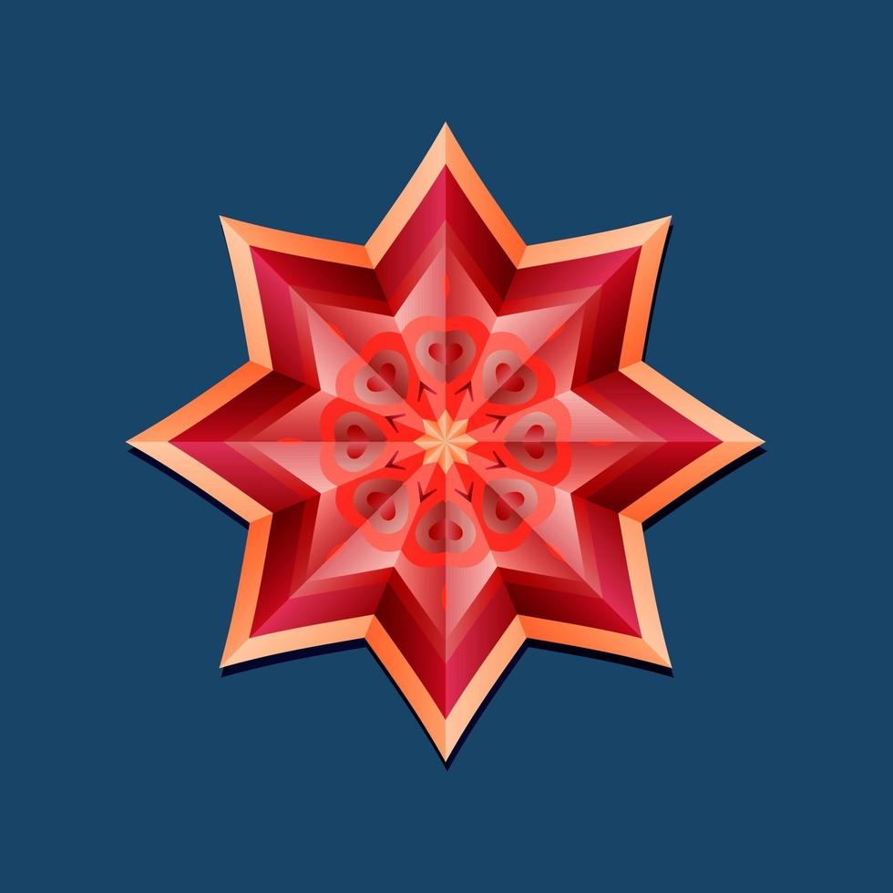 Dies ist ein rotes geometrisches polygonales Mandala in Form eines Sterns vektor