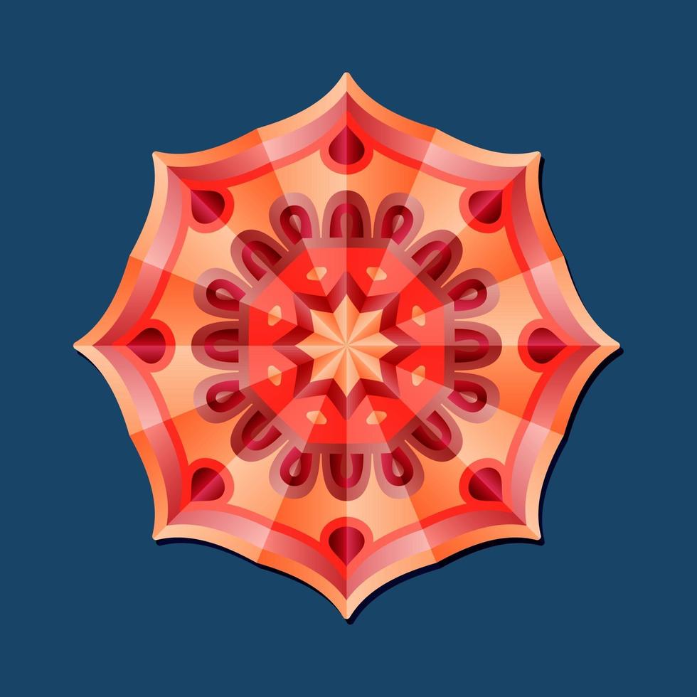 Dies ist ein rotes geometrisches polygonales Mandala mit einem Blumenmuster vektor