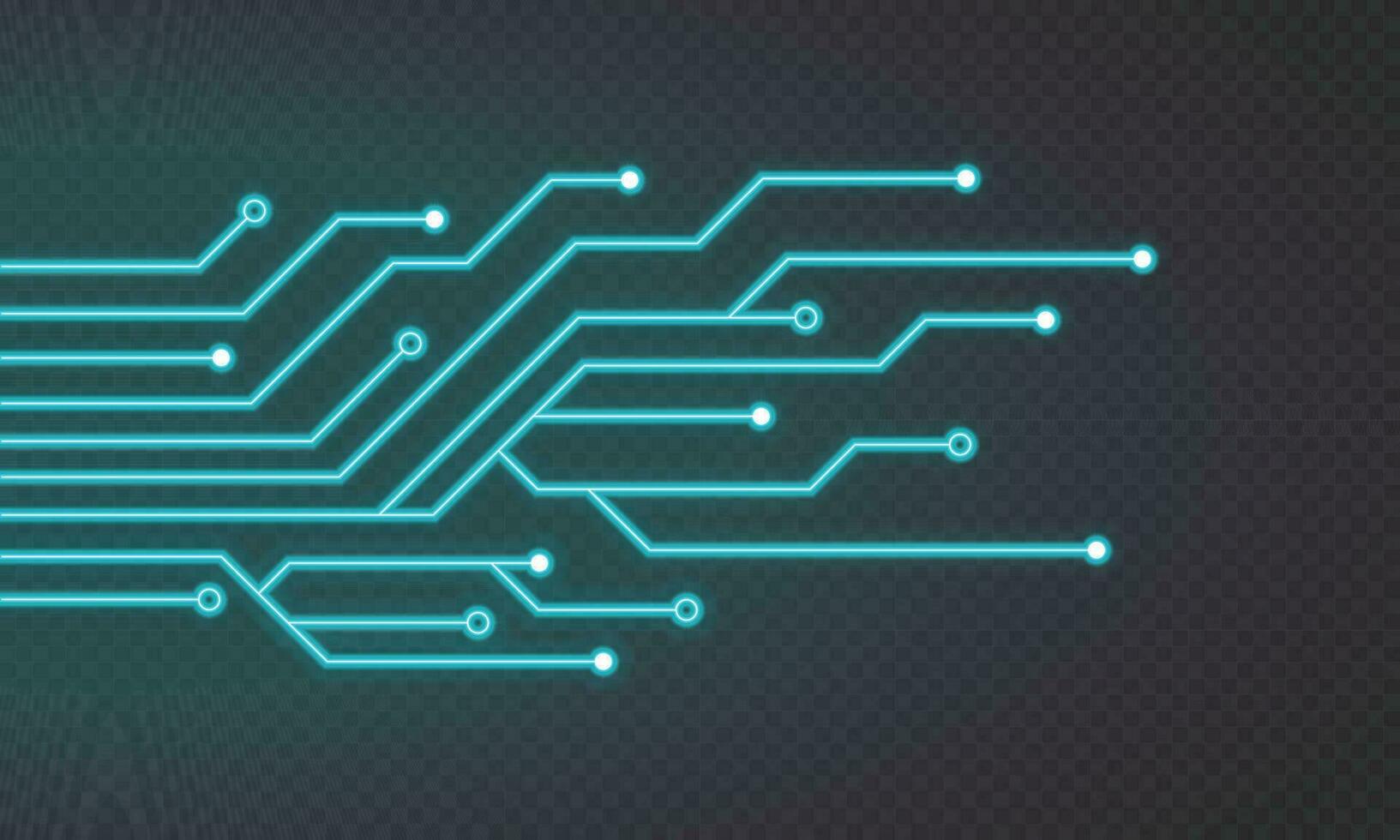 glühend Blau Neon- Schaltkreis Tafel Linien. abstrakt Technologie Neon- Schaltkreis Tafel. Digital Schaltkreis Tafel Elemente. modern Technik Design. Vektor Illustration