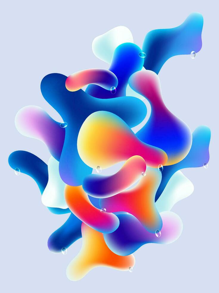 mång lutning Färg flytande bubbla av vätska konst abstrakt bakgrund. vektor