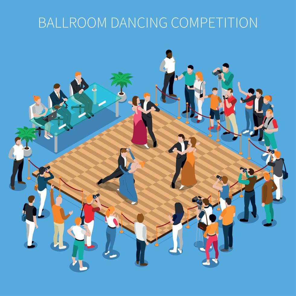 ballroom dance konkurrens isometrisk komposition vektorillustration vektor