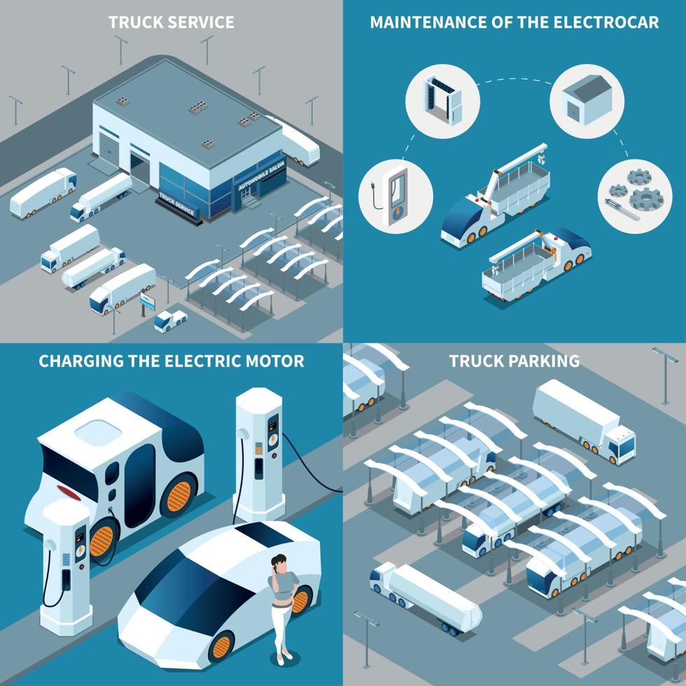 isometrische Entwurfskonzeptvektorillustration der Elektrofahrzeuge vektor