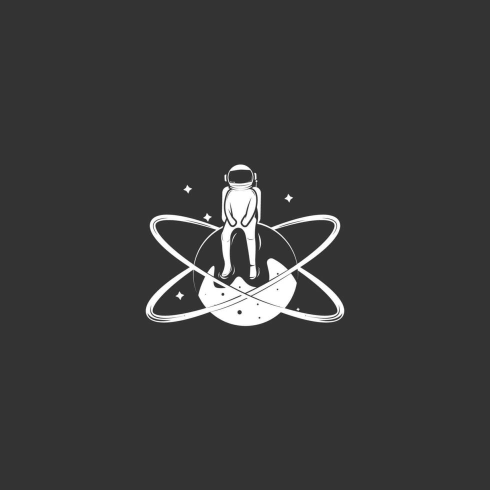 minimalistisk astronaut logotyp vektor. illustration av ett astronaut med en planet logotyp mall. vektor illustration. elegant logotyp