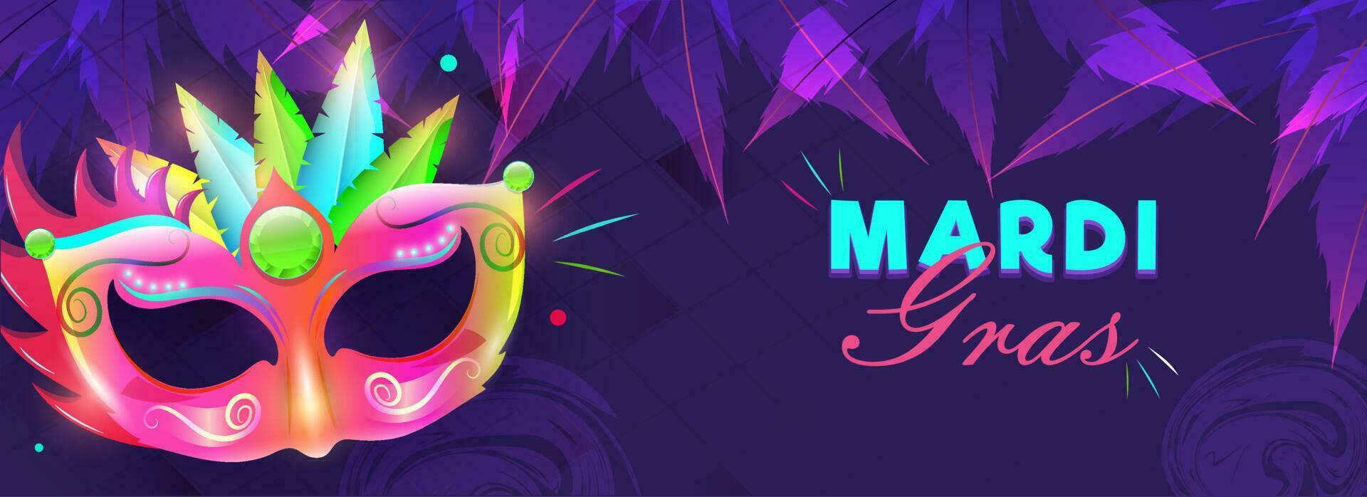 bunt Party Maskerade Illustration auf lila Hintergrund zum Karneval gras Karneval Header oder Banner Design. vektor