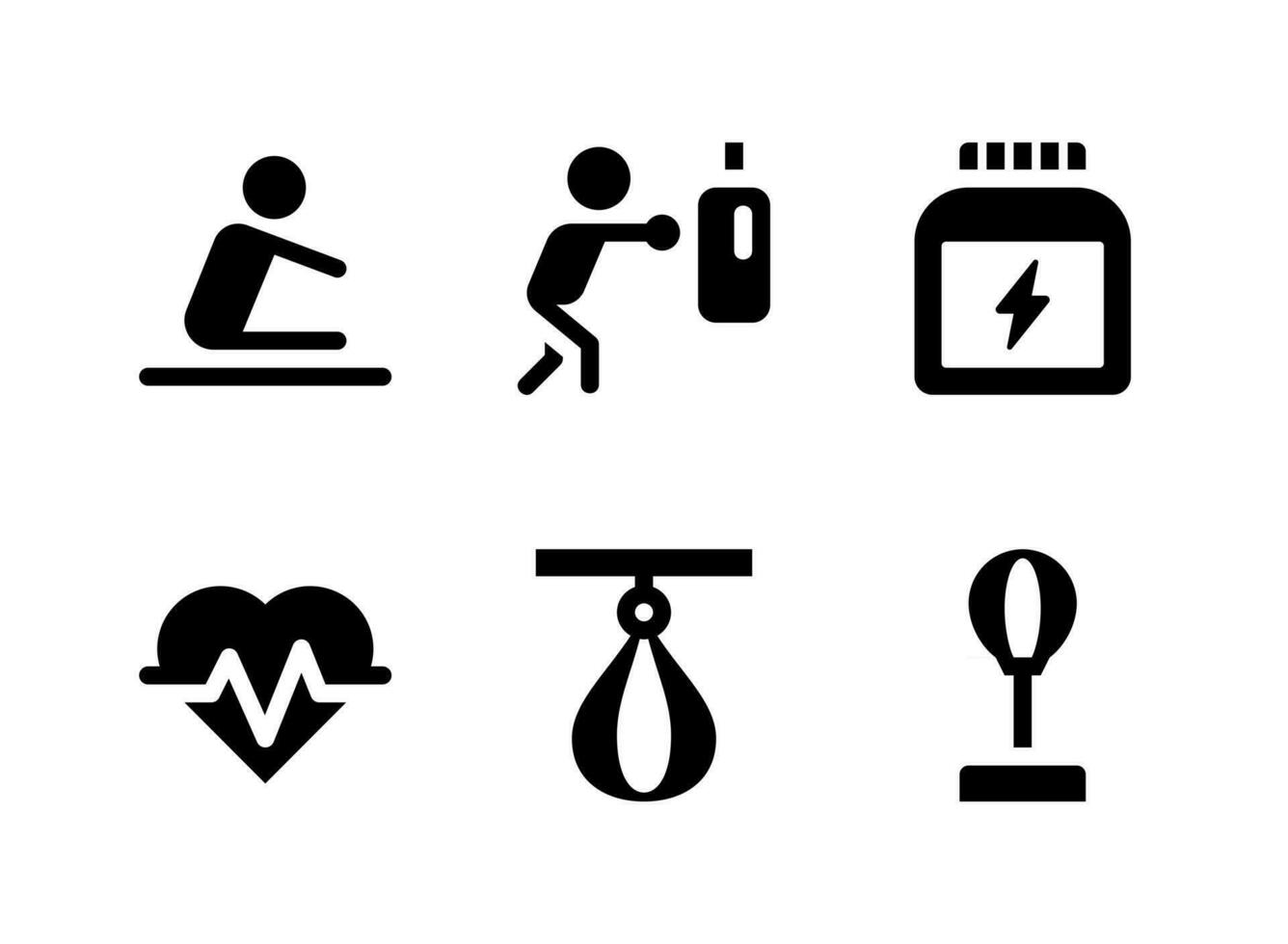 enkel uppsättning fitness relaterade vektor fasta ikoner