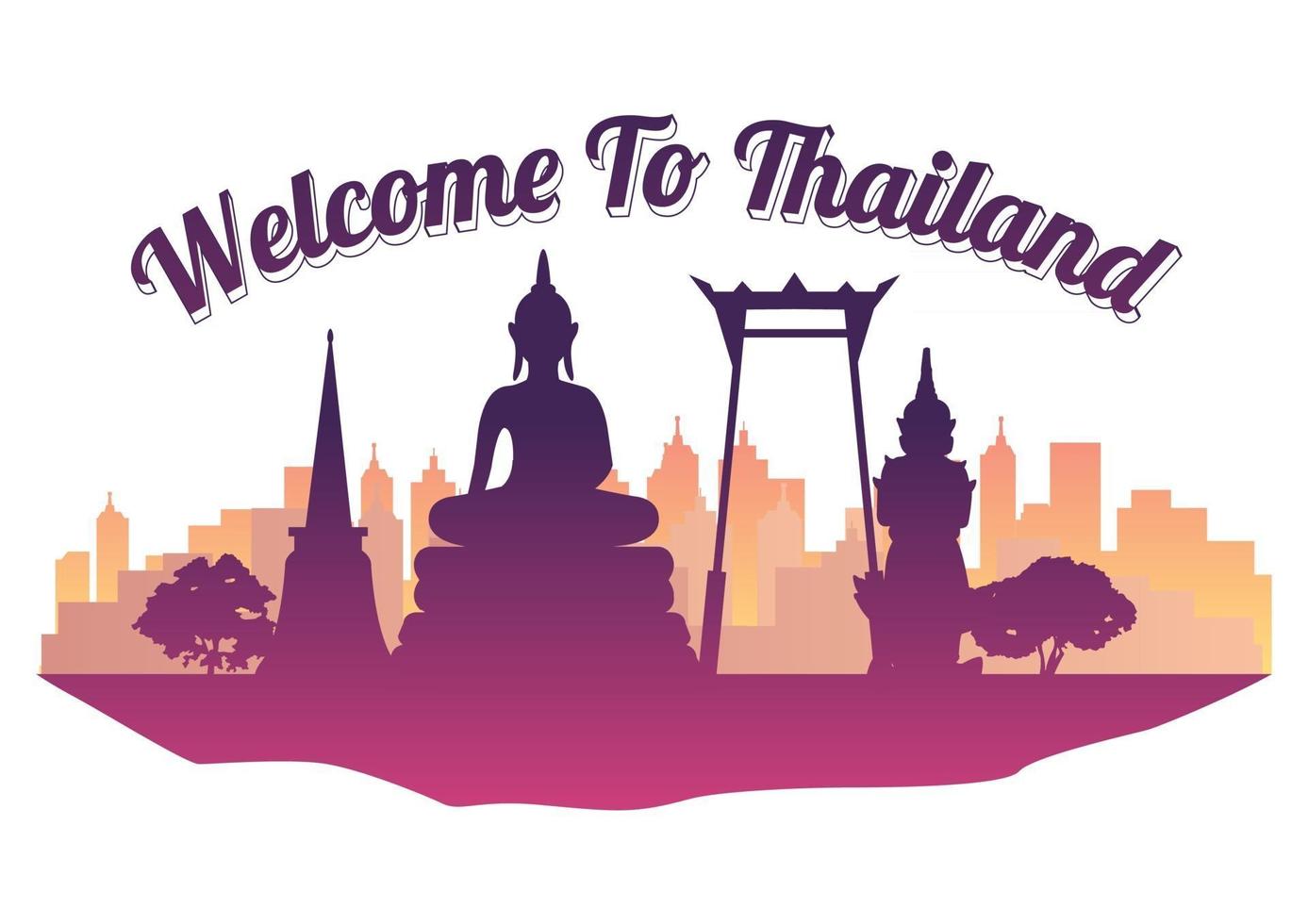 Thailand Top berühmten Wahrzeichen Silhouette Stil auf Insel berühmten Wahrzeichen Silhouette Stil vektor