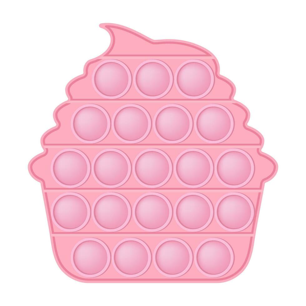 popping leksak rosa kaka en modern kisel för fidgets. beroendeframkallande anti-stress leksak i pastell rosa Färg. bubbla sensorisk utvecklande leksak för barn fingrar. vektor illustration isolerat