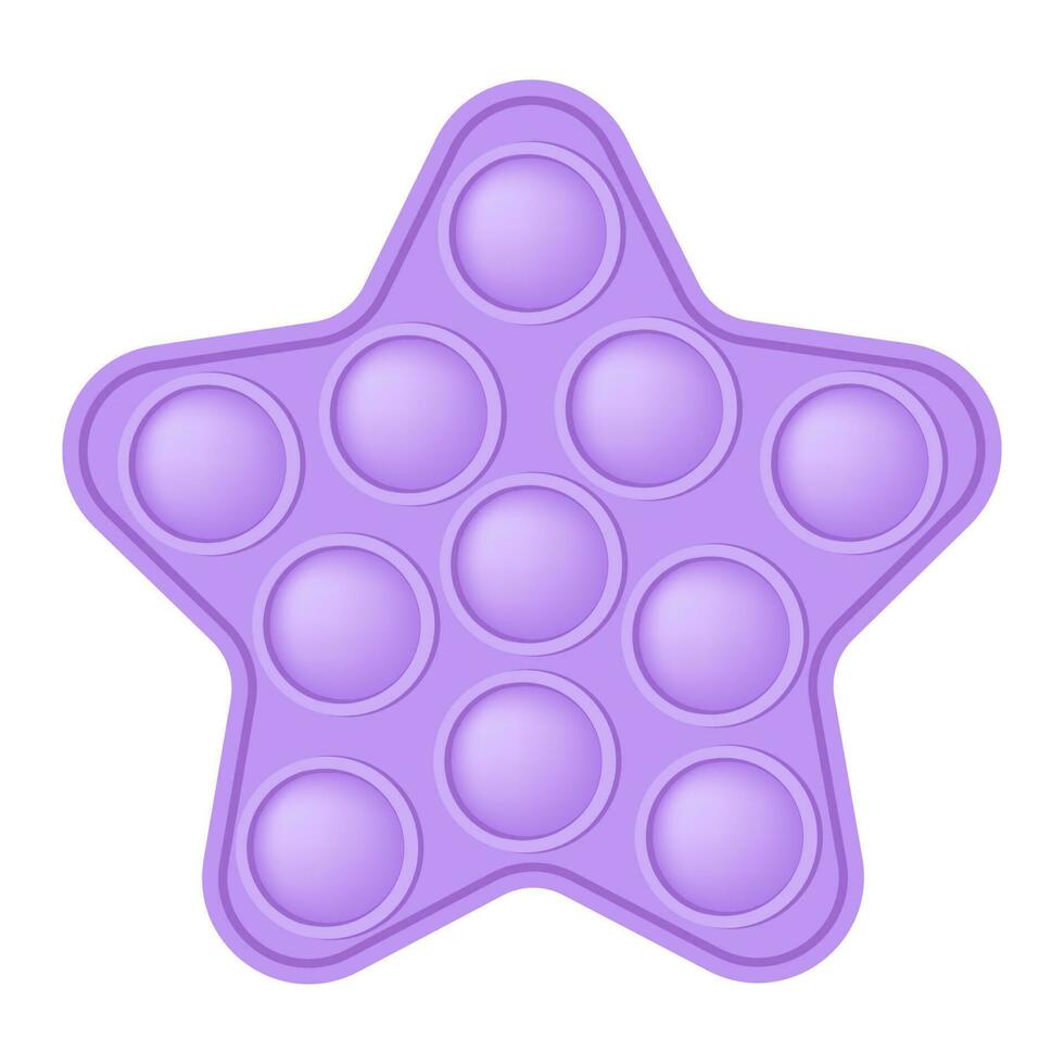 knallen Spielzeug lila Star ein modisch Silizium Spielzeug zum zappelt. süchtig machend Anti-Stress Spielzeug im Pastell- Rosa Farbe. Blase sensorisch Entwicklung Spielzeug zum Kinder Finger. Vektor Illustration isoliert