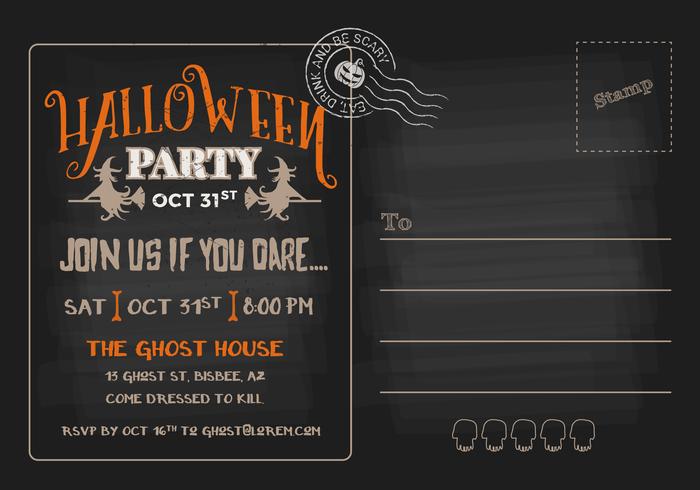 Inbjudanmall för Halloween parti RSVP-vykort vektor