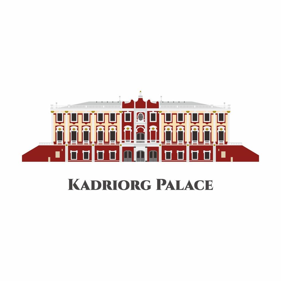 Kadriorg Palast in Tallinn, Estland. sehr interessante Ausstellung von Artefakten in einem schönen Gebäude. einen Besuch wert. sehr empfehlenswert für Ihre Reise. flacher Vektor Touristenurlaub