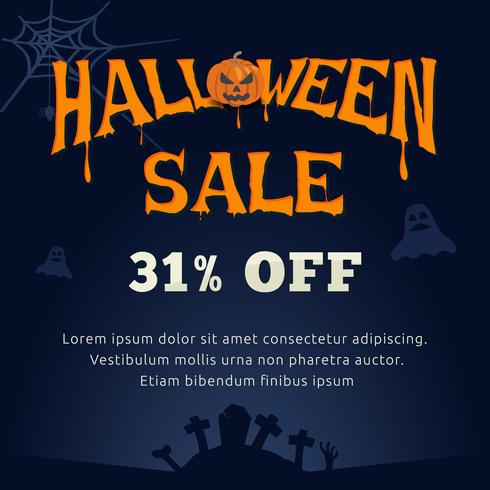 Halloween försäljning typografi och spooky bakgrund vektor