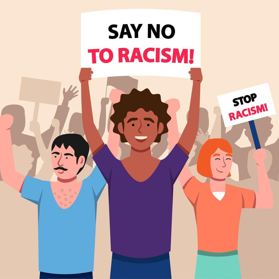 en grupp människor står emot rasism vektor