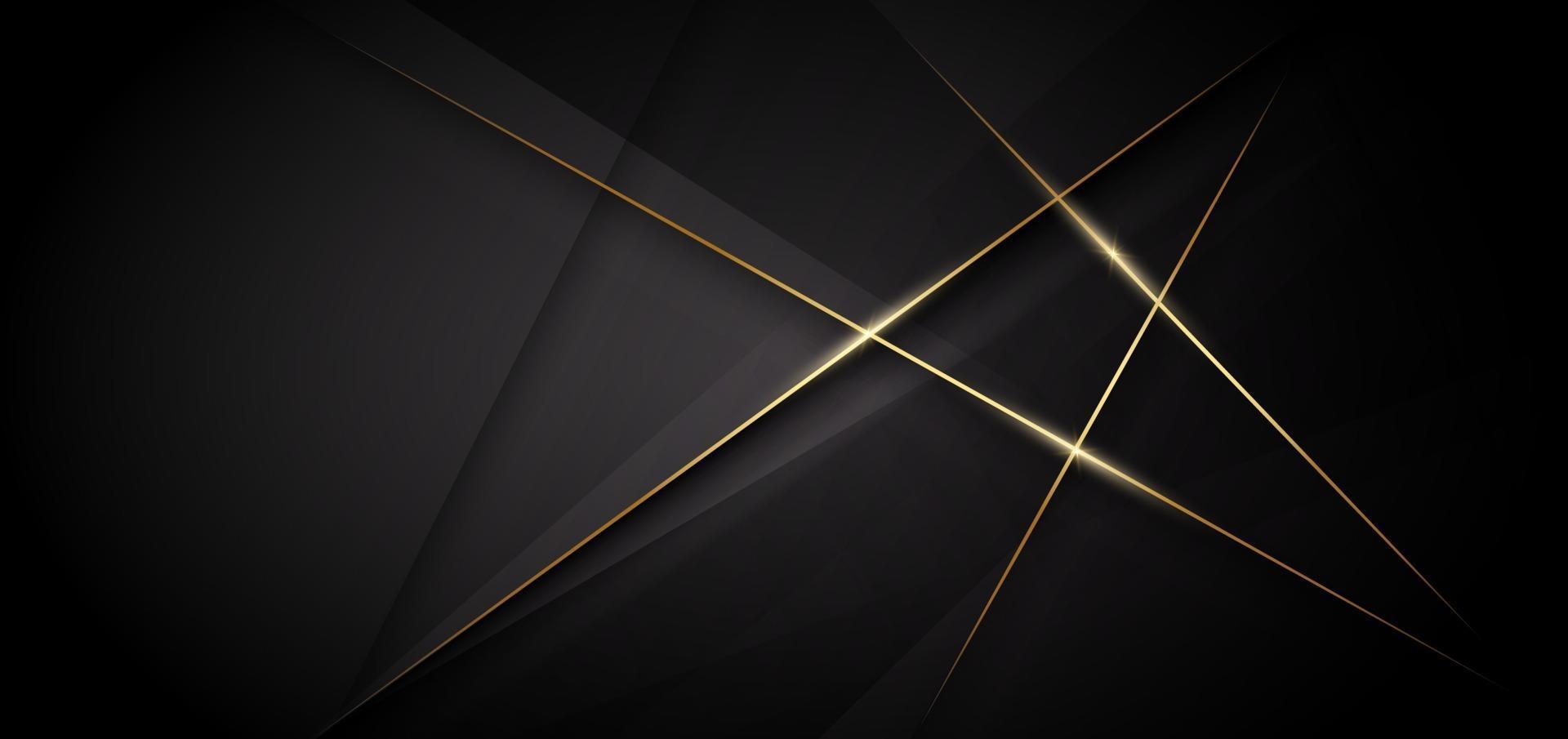 abstrakt mall mörk geometrisk diagonal bakgrund med gyllene linje lyxstil vektor