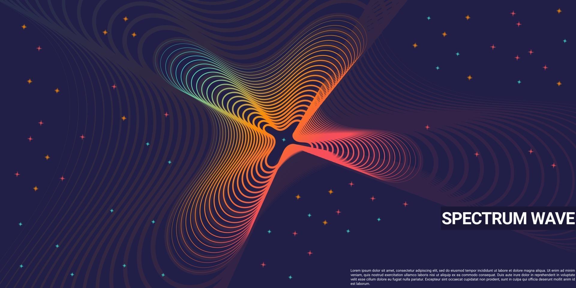 abstrakt musik bakgrund våg linje design i blå orange och röda lutning färger vektor