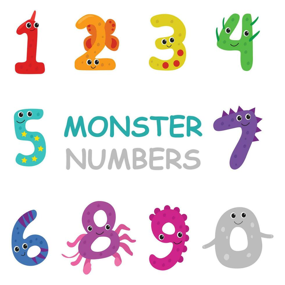 en vektor illustration av uppsättning av monster tal för barn