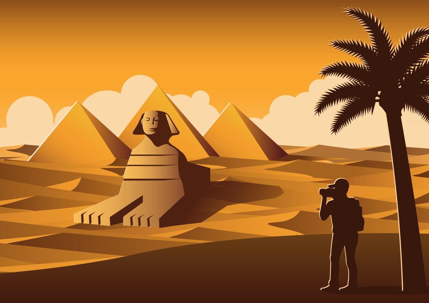 Tourist, der Fotos von Sphinx macht vektor