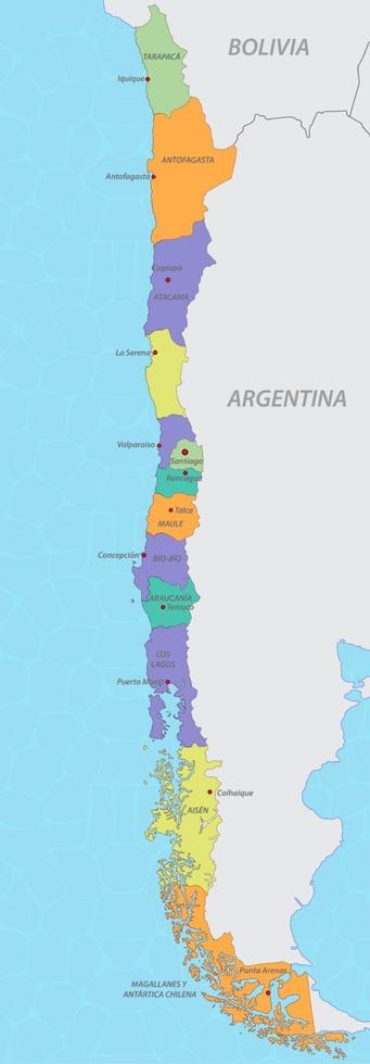 Chile Karte mit Staaten vektor