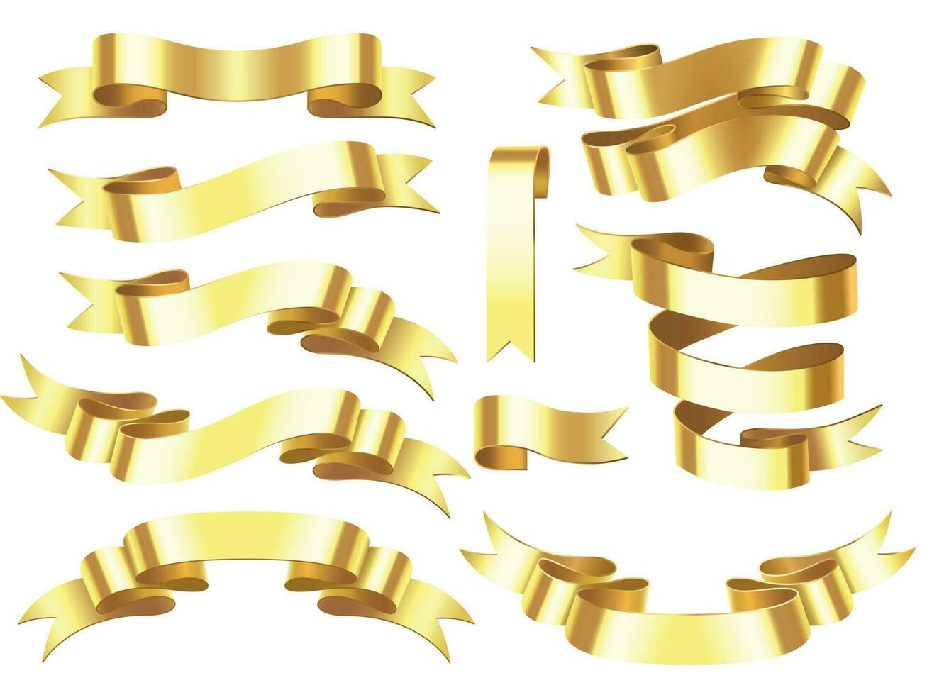 Gold Band Banner. golden vergeben oder Feier horizontal Bänder mit glänzend scrollen isoliert Vektor Illustration