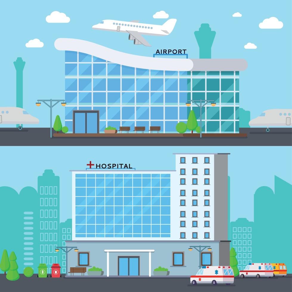 Terminals flache Kompositionen setzen Vektorillustration vektor