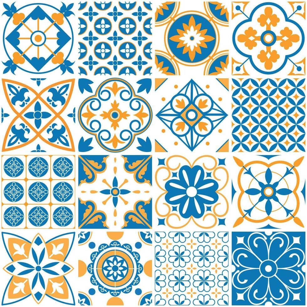 medelhavs mönster. dekorativ lisboa sömlös mönster. dekorativ element för portugal dekor mosaik- plattor vektor uppsättning