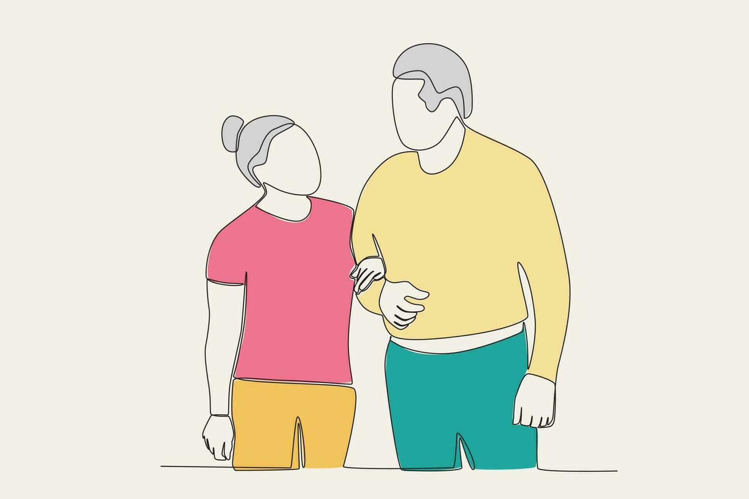 Farbe Illustration von Großeltern halten Hände vektor