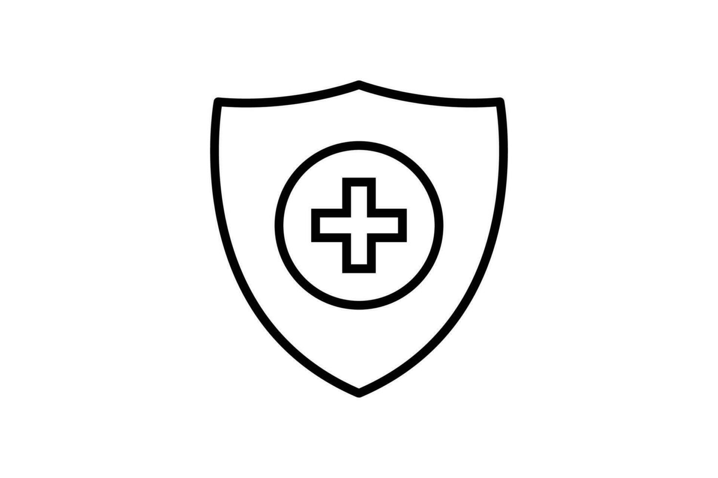 Gesundheit Versicherung Symbol. Sicherheit Vektor Symbol, Schutz, Schild, Sicherheit System, medizinisch Schild. Linie Symbol Stil Design. einfach Vektor Design editierbar