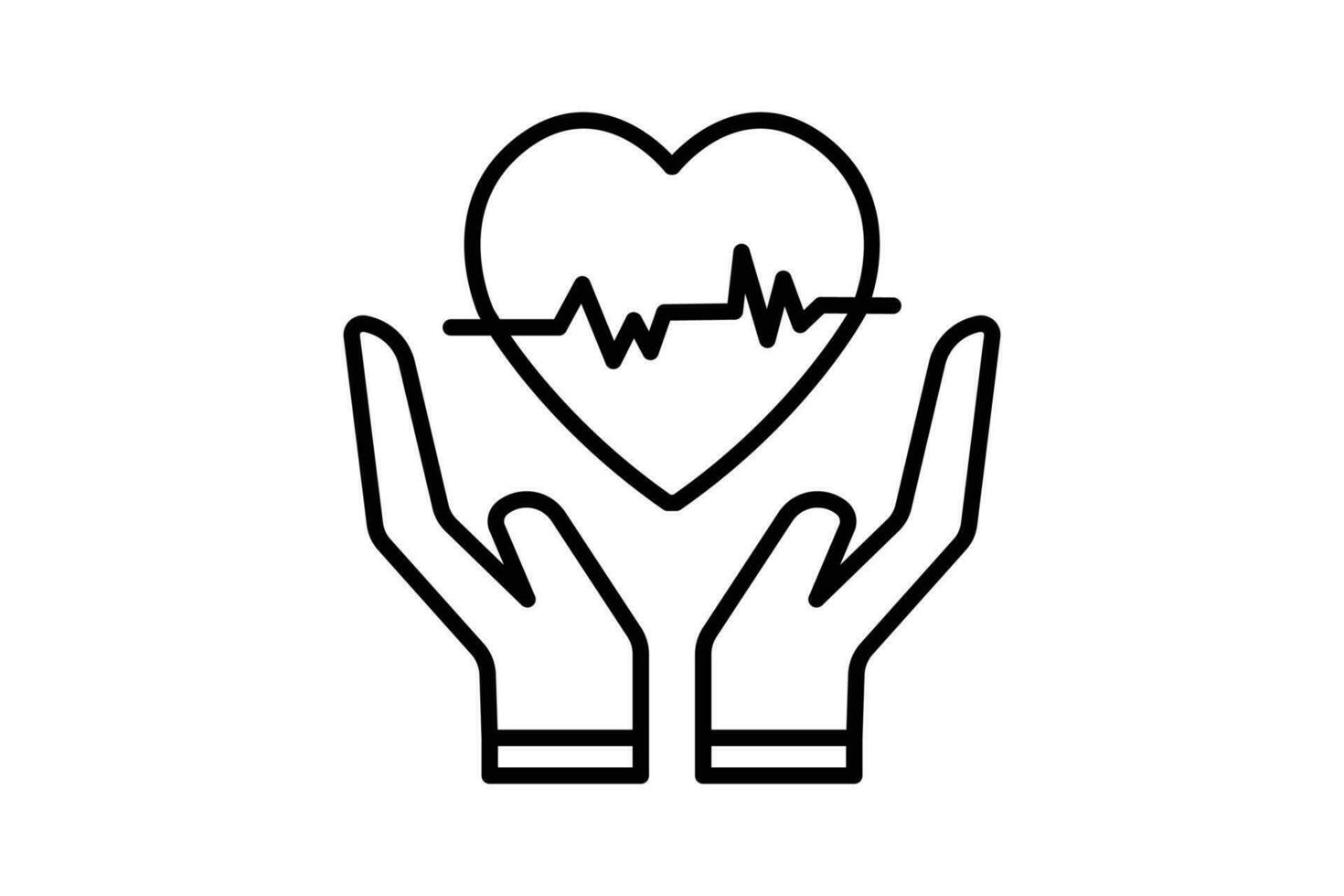 Leben Versicherung Symbol. Gesundheitswesen Symbol, Hände halten Herz unterzeichnen. Symbol verbunden zu Gesundheit Versicherung. Linie Symbol Stil Design. einfach Vektor Design editierbar