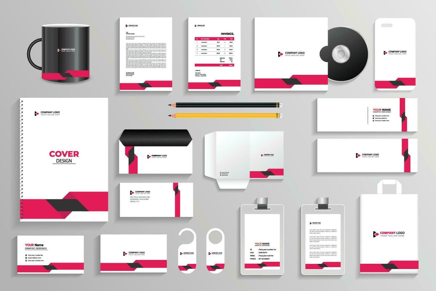 Corporate Identity Set Branding-Vorlagen-Design-Kit. bearbeitbare Markenidentität mit abstrakter Hintergrundfarbe für Unternehmen vektor