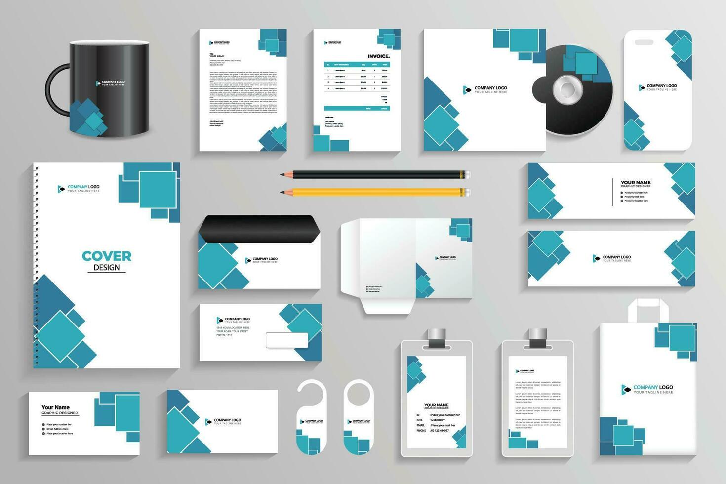 Corporate Identity Set Branding-Vorlagen-Design-Kit. bearbeitbare Markenidentität mit abstrakter Hintergrundfarbe für Unternehmen vektor