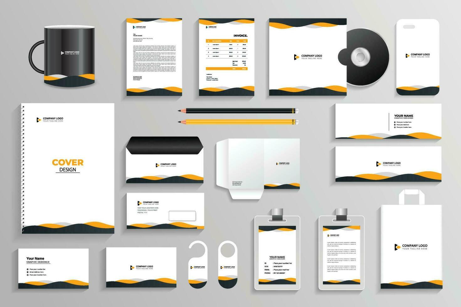 Corporate Identity Set Branding-Vorlagen-Design-Kit. bearbeitbare Markenidentität mit abstrakter Hintergrundfarbe für Unternehmen vektor