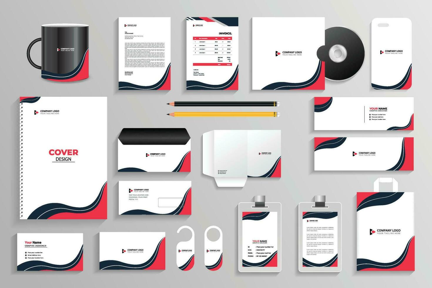 Corporate Identity Set Branding-Vorlagen-Design-Kit. bearbeitbare Markenidentität mit abstrakter Hintergrundfarbe für Unternehmen vektor