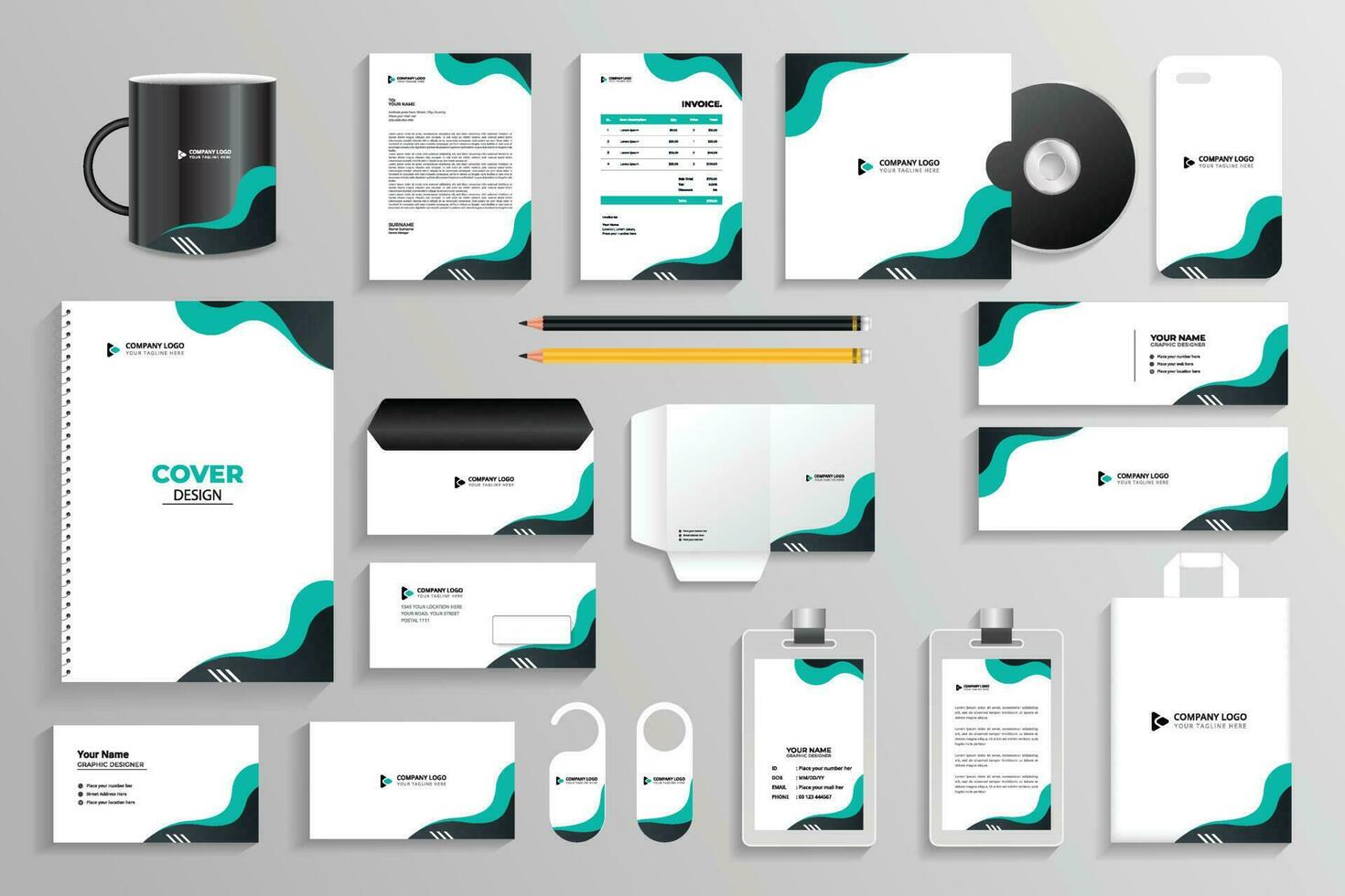 Corporate Identity Set Branding-Vorlagen-Design-Kit. bearbeitbare Markenidentität mit abstrakter Hintergrundfarbe für Unternehmen vektor