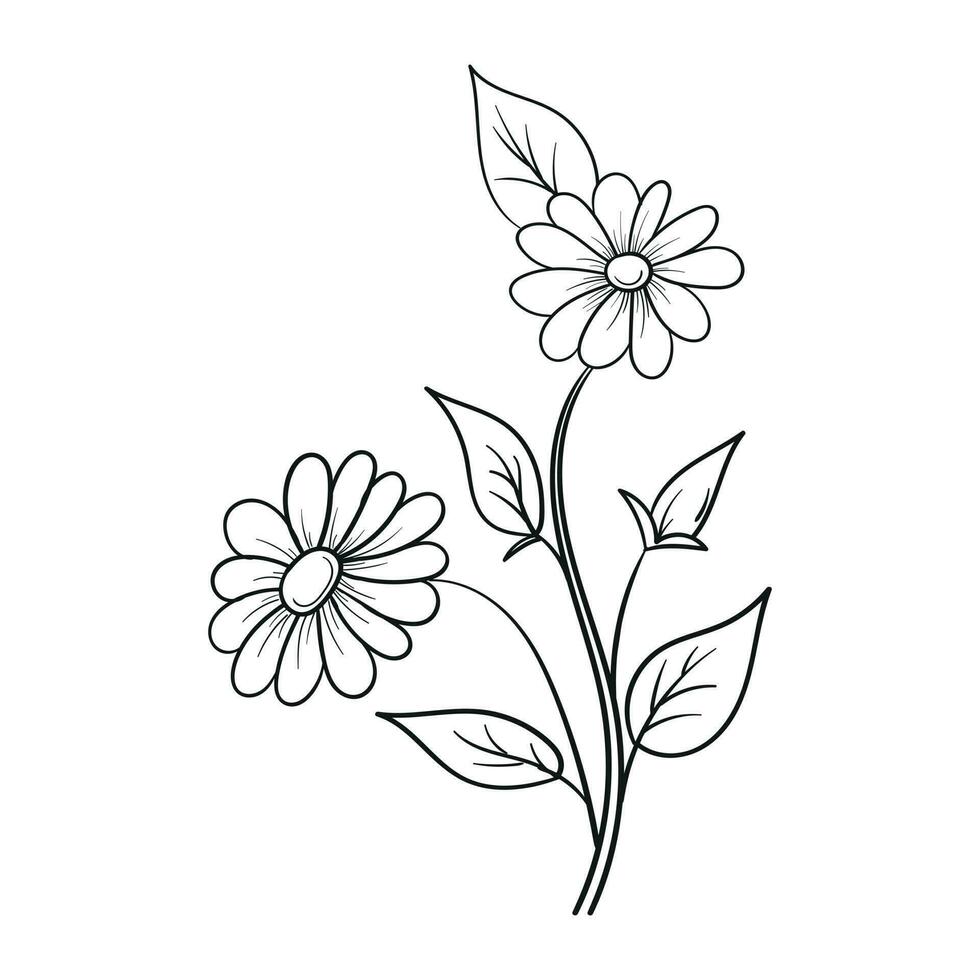 Hand Zeichnung Blume Vektor Gliederung Illustration