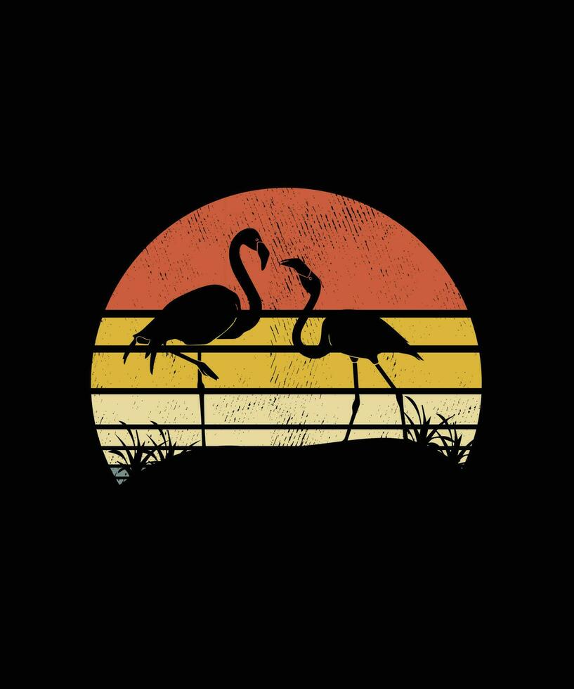 retro Jahrgang Stil Flamingo T-Shirt Design vektor