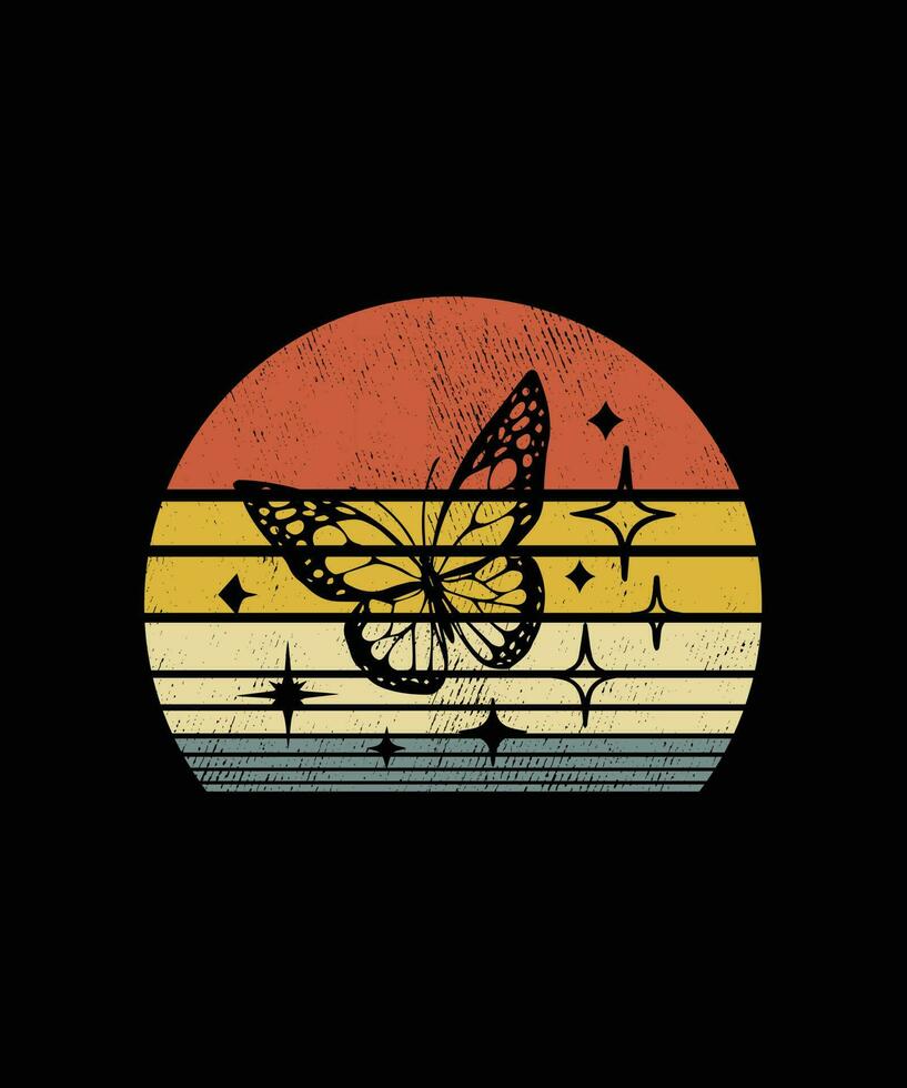 retro Jahrgang Stil Schmetterling T-Shirt Design vektor