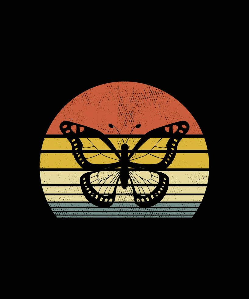 retro Jahrgang Stil Schmetterling T-Shirt Design vektor