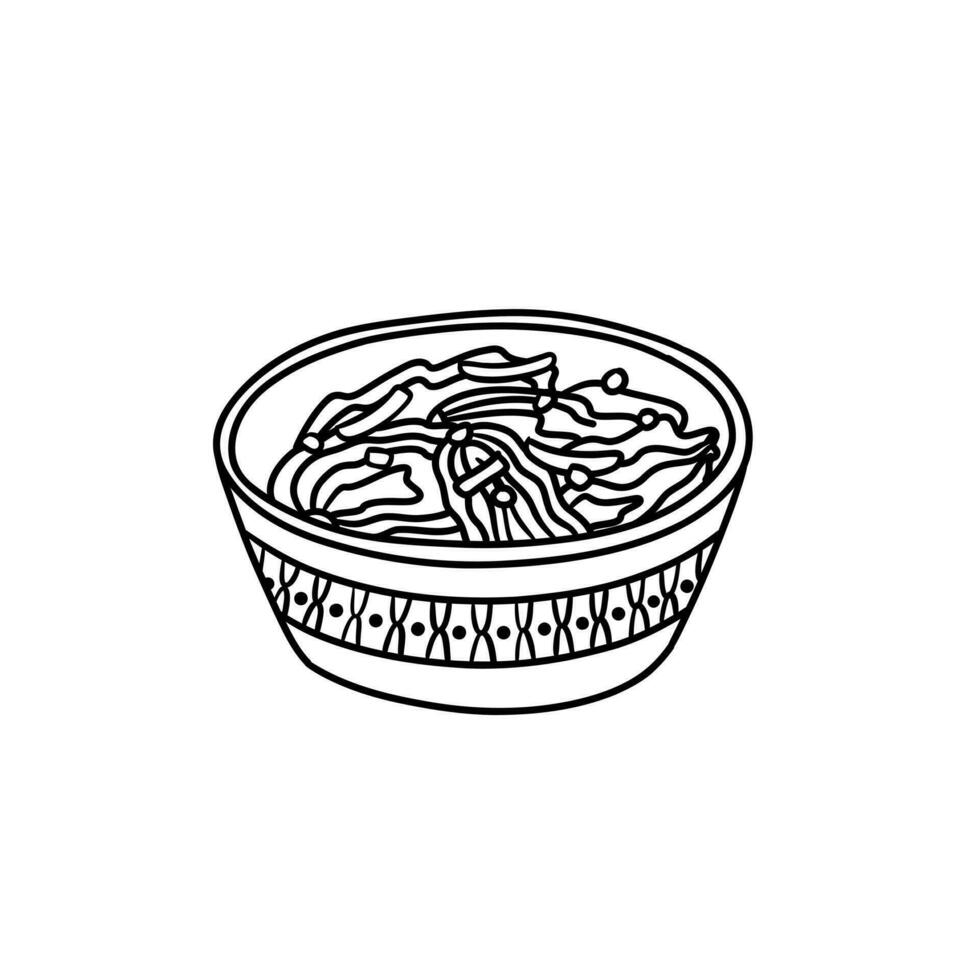 koreanska mat illustration. kimchi är asiatisk traditionell mat. kål jäst maträtt. vektor kryddad måltid i översikt stil.