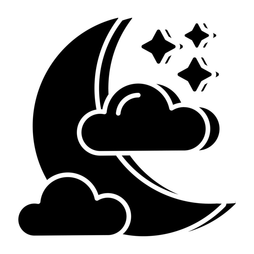 ett ikon design av molnig natt vektor