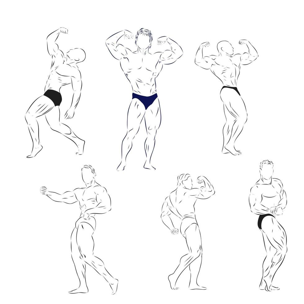 bodybuilding design bodybuilder vektor skiss illustration sport tecken