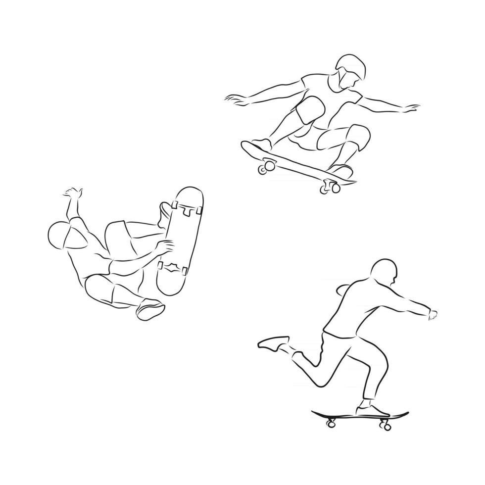 skateboard ritning vektor skateboarder vektor skiss illustration