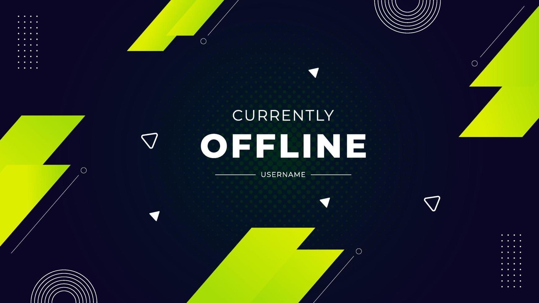 för närvarande offline twitch banner grön bakgrund vektor mall flytande geometrisk bakgrund med modern design