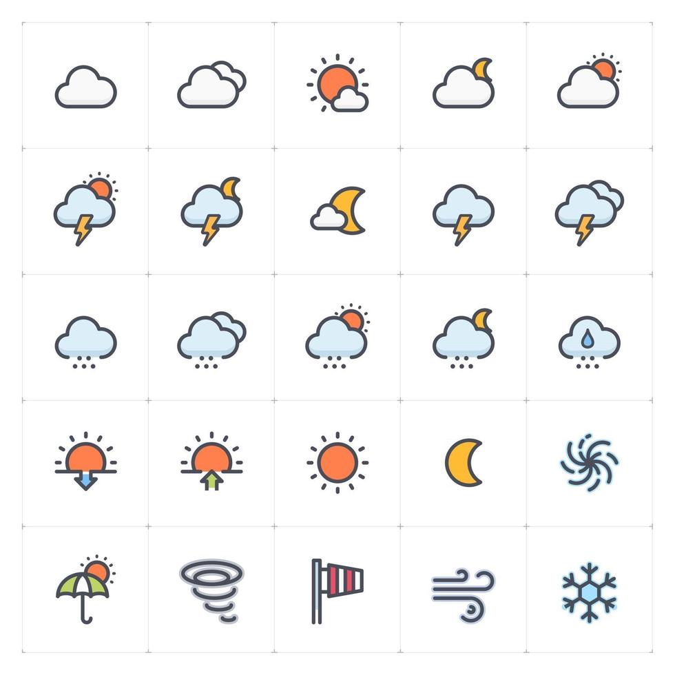 Wetter und Vorhersage vollfarbiges Symbol vektor