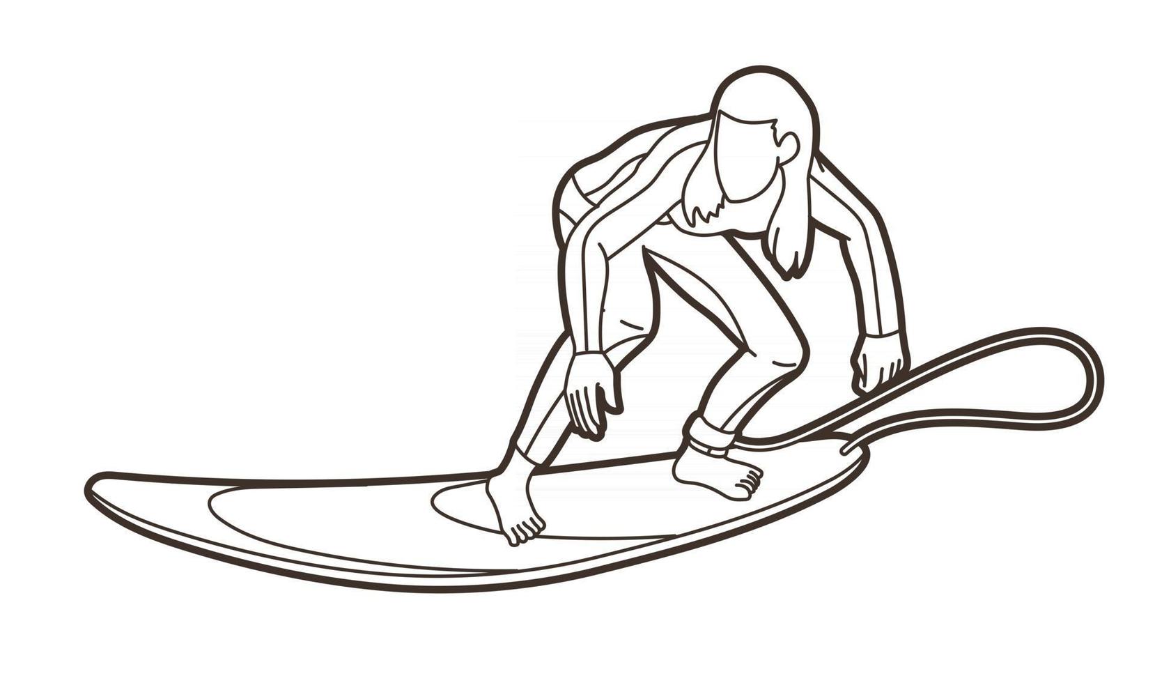 surfing sport kvinnlig spelare action vektor