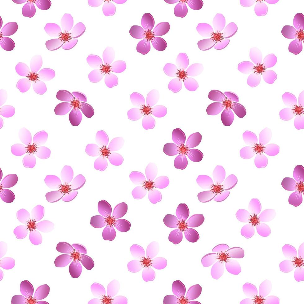 weißes Muster mit rosa und lila Blüten vektor