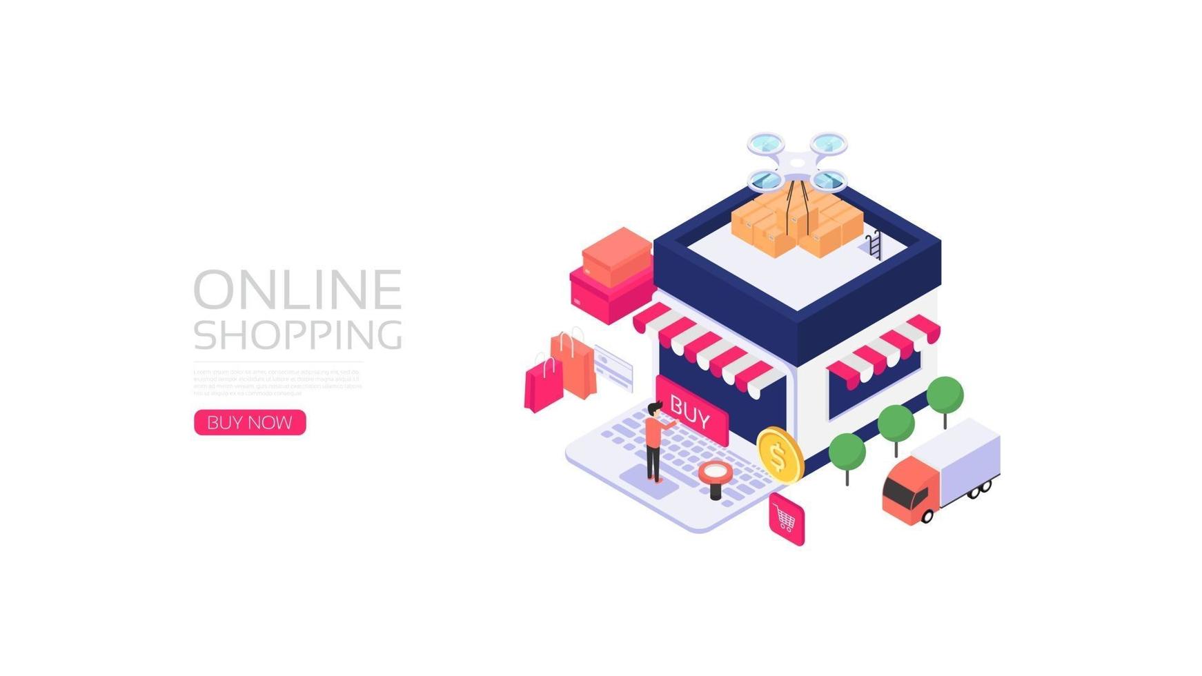 isometrisk online-shopping vektor