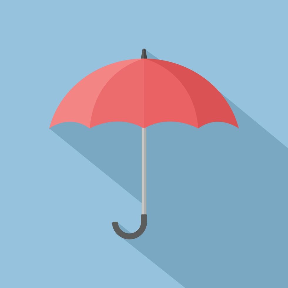 rött öppet paraply med lång skugga på blå bakgrund vektor