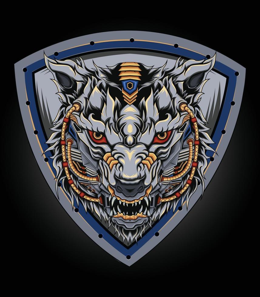 Mecha Wolf Logo perfekt für T-Shirt Bekleidung Merchandise Pin Design und andere vektor